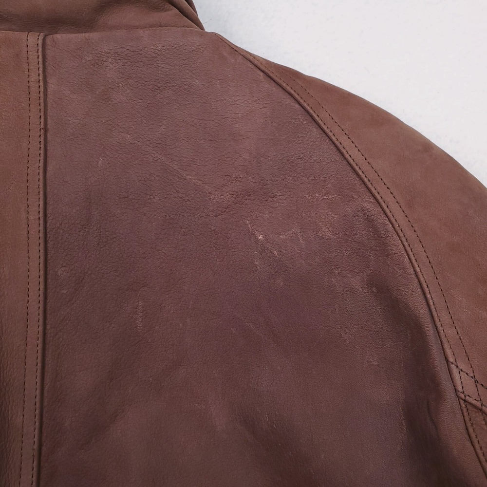 Vintage St Johns Bay Leather Jacket Mens Large Brown Wool Insulated Soft Supple - Picture 15 of 16